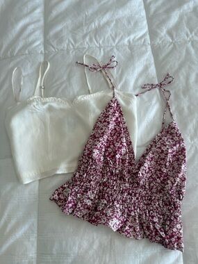 Two cute summer ready tops - stay cool, comfy, & sexy! One cream and one floral.